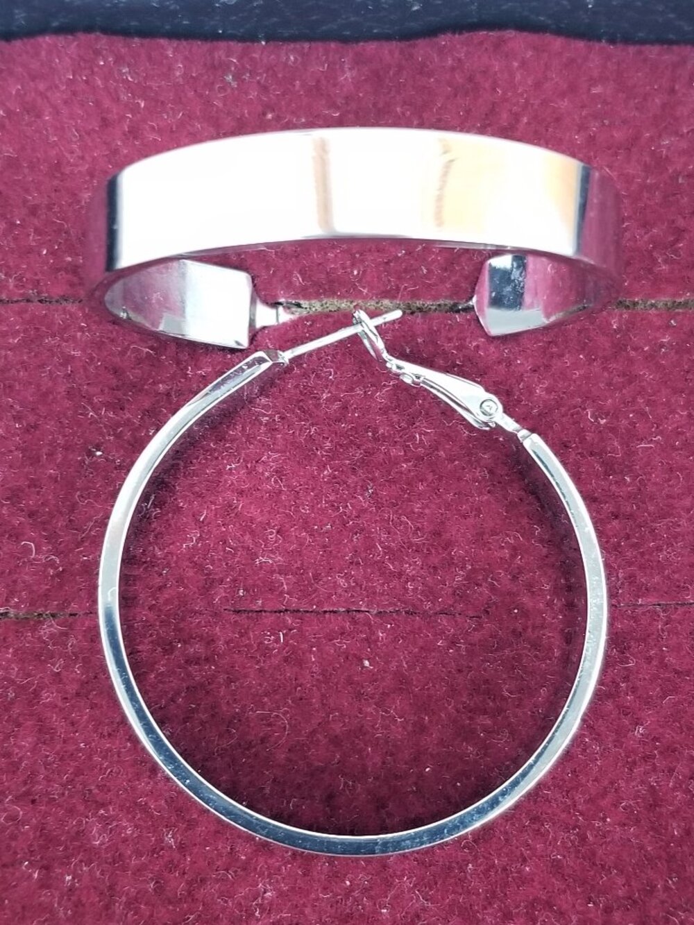 Set of Four Silver Plated Hoop Earrings Different Styles Accessory Jewelry